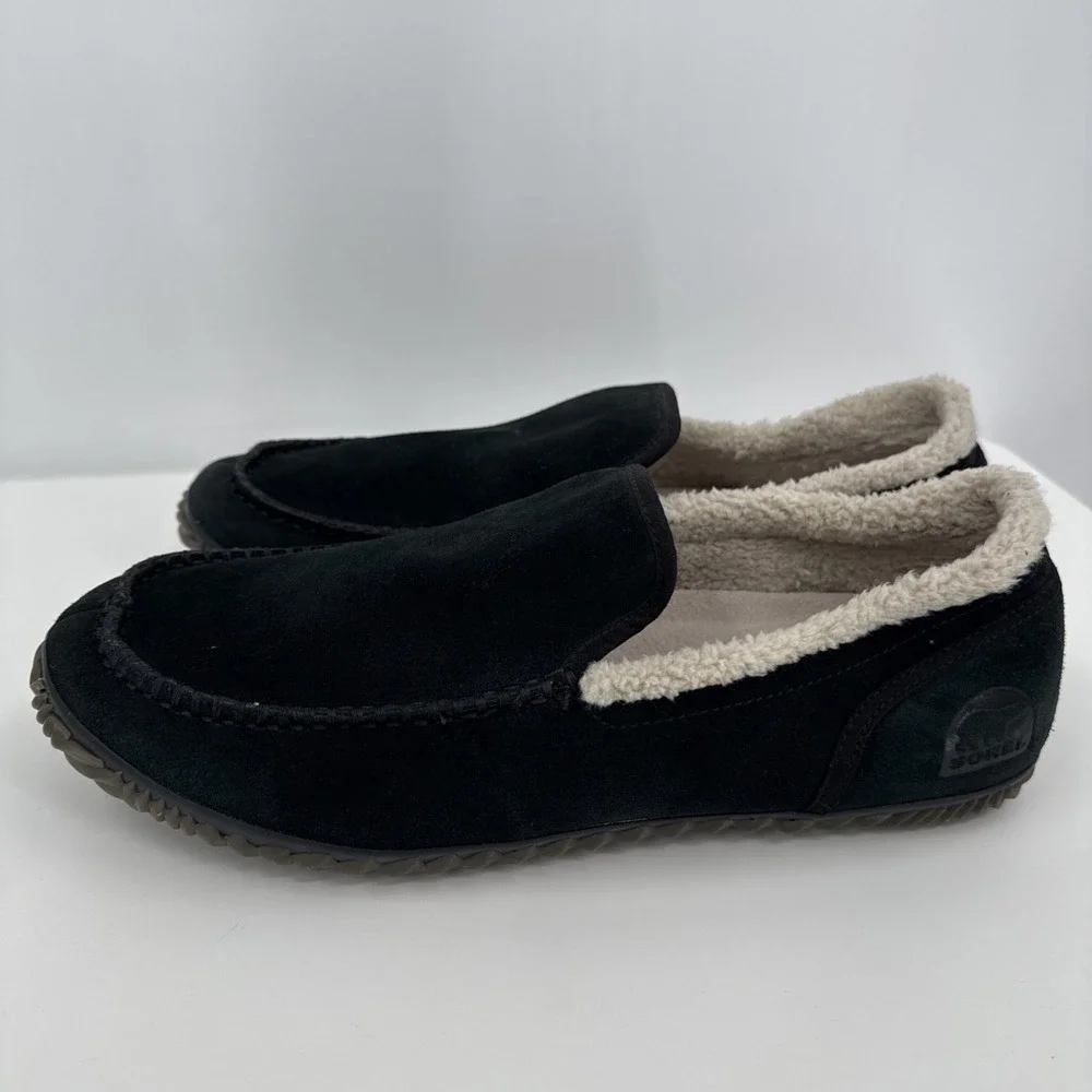 SOREL Mens Dude Moc‎ Slipper - Black Suede Men's Size 13 Vulcanized Rubber Sole